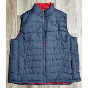 XL- Pacific Trail Zipper Front Puffer Vest Mens Medium Gray Red Hiking Outdoor